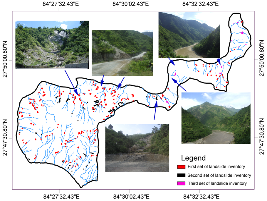 An image showing shallow landslide problems on Mugling-Narayangadh Road, with 90% of them occurring on Deep-Seated Gravitational Slope Deformations (DGSDs) mass, as discussed in the research output of GSI Key Team members.